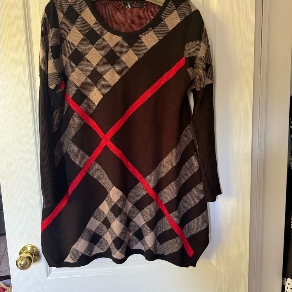 Stylish Plaid Long Sleeve Dress